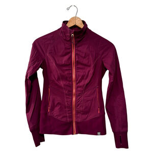 Title Nine Nylon Golf Jacket $179 Full Zip Thumb Holes Eggplant Purple XS